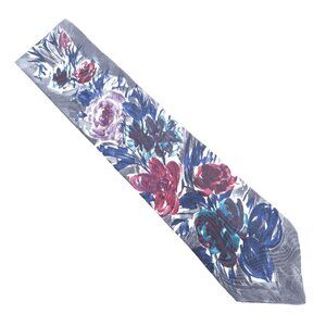 Cellini Collection Men Necktie 100% Silk Floral Gray Multi Size 57x3.5 - NWOT